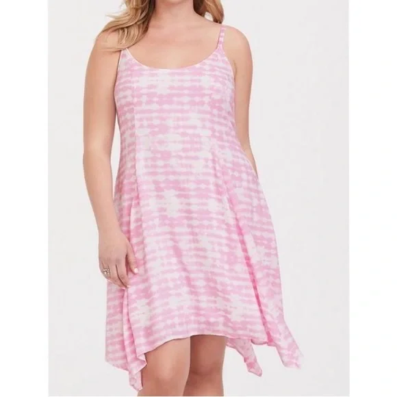 torrid | Dresses | Torrid Light Pink White Tie Dye Sleeveless Challis  Handkerchief Flowy Dress | Poshmark